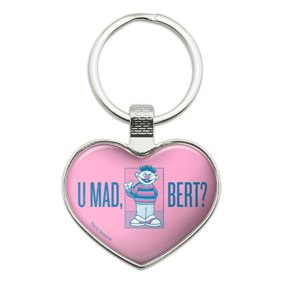 Sesame Street Ernie U Mad, Bert? Keychain Heart Love Metal Key Chain Ring