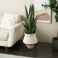 thumbnail image 2 of DecMode 20" Wide Beige Metal Vase with Black Metal Stands, 2 of 10