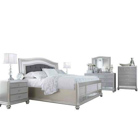 Ashley Furniture Coralayne 6 Pc Bedroom Set E King Upholstered Bed 2 Nightstand Dresser Mirror Chest Silver