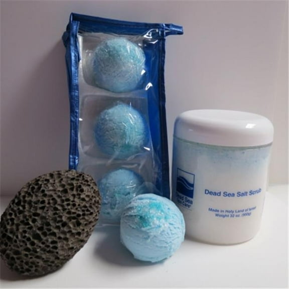 Dead Sea Spa Care DeadSea-BBTOW05 3 Pack Ocean Waves Bubble Bath Truffles, 32 oz Ocean Therapy Dry Salt Scrub & Pumice Stone