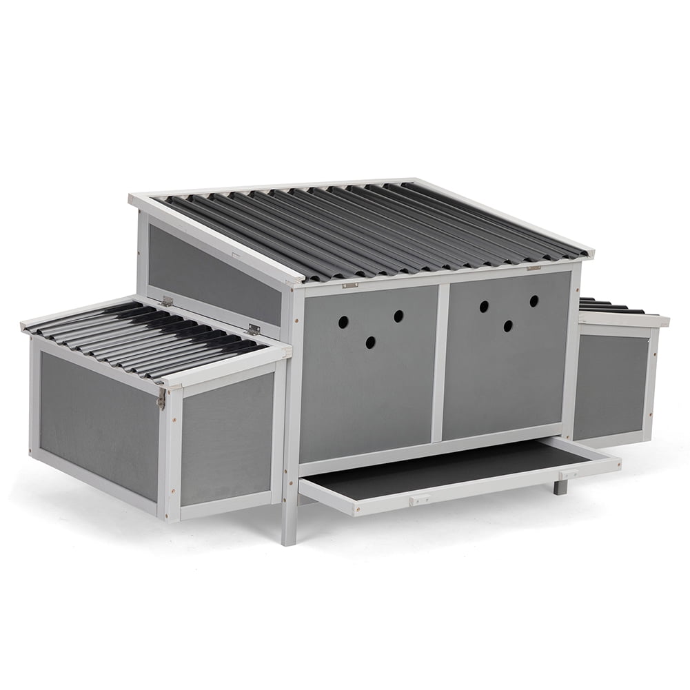 Kadyn Weatherproof Wooden Chicken Coop with Nesting Boxes, Indoor-Outdoor Nest, Gray Kadyn Weatherproof Wooden Chicken Coop with Nesting Boxes, Indoor-Outdoor Nest, Gray