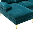 thumbnail image 5 of L-Shape Sectional Couch Sofa, Modern Futon Sofa Chaise L-Shape with Arm-Pillows & Metal Legs, Left Hand Facing, Modern Corner Sectional Futon Sofa, for Living Room, Apartment, Dorm, Teal, 5 of 7