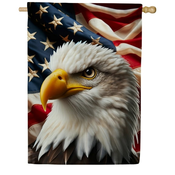 America Forever Eagle Patriotic House Flag, 28x40 inch Double Sided, Patriotic Stars and Stripes Eagle Flags USA 4th of July Memorial Day Independence Day July 4 Yard Outdoor Decoration