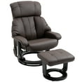 thumbnail image 3 of HOMCOM Massage Recliner Chair with Ottoman, 360° Swivel Recliner and Footstool, 10 Point Vibration, PU Leather Reclining Chair with Side Pocket and Remote Control, Brown, 3 of 10