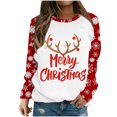 thumbnail image 1 of Camisas Navideñas Para Mujer Tops de Manga Larga Estampado de Rayas Cuello Redondo Sudadera Sudadera Elk Snowflake Gráfico Blusa Informal Odeerbi ODB206689, 1 of 4