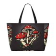 thumbnail image 2 of Sigee Red Mushrooms Print Extra Large Waterproof Beach Travel Bag with Zipper - Durable and Versatile for Vacation, Gym, and Daily Use, 2 of 7