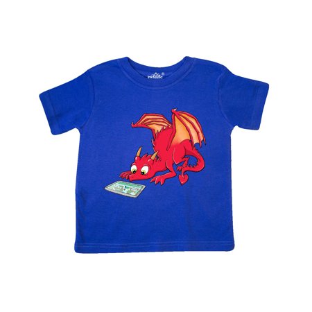 

Inktastic Curious Dragon Watching a Tablet Gift Toddler Boy or Toddler Girl T-Shirt