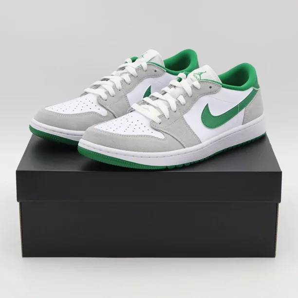 DD9315-112 N I-K-E A i r-Jor-dan 1 Low Golf Pine Green Light Smoke Grey White (Men's)