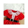 thumbnail image 4 of Toddler Baby Girl Christmas Dress Santa Claus Dress Red Velvet Long Sleeve Tulle Princess Dress with Headband Outfit, 4 of 8