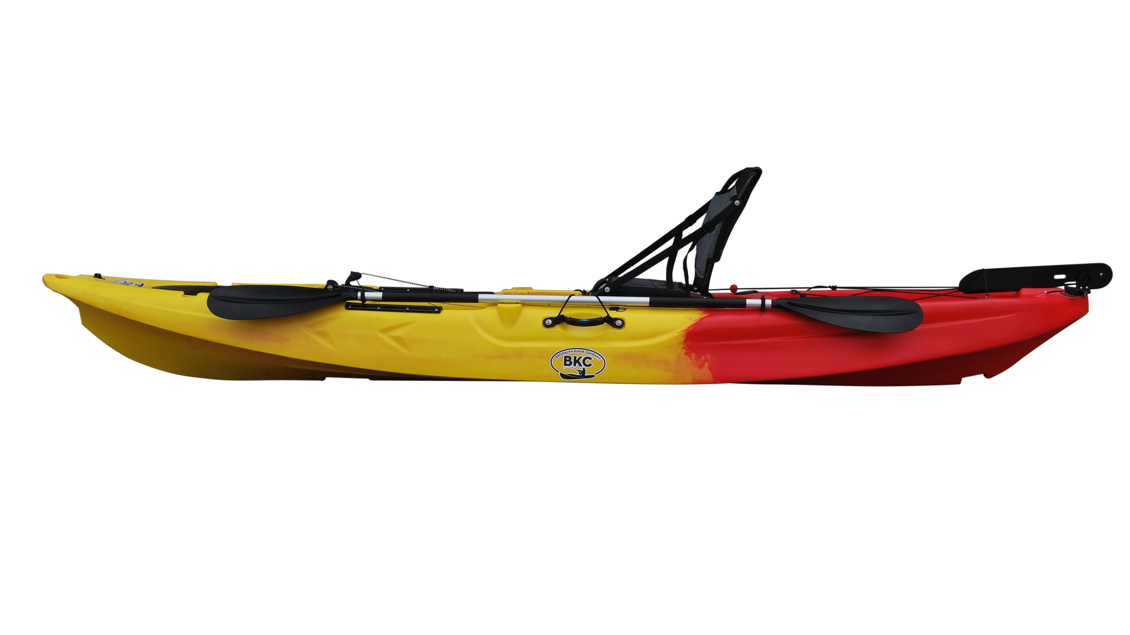 BKC UH-RA220 11.5 foot Angler Sit On Top Fishing Kayak with Paddles and  Upright Chair and Rudder System Included 