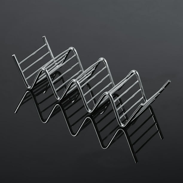 Taco Rack Taco Shell Holder Food Rack 1Pc Practical Taco Holder 4 Wave Shape Stainless Steel Food Rack Hard Shells Kitchen Tools