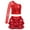 Red, variant on YONGHS Girls Dance Costume Long Sleeve Sequins Crop Top with Skirt Jazz Latin Hip Hop Outfits Hot Pink 8