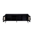 thumbnail image 2 of Black Finish TV Stand with Rattan Insert - 2 Door Storage for 50 - 59 Inch TVs, 2 of 2