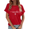 thumbnail image 2 of XIAONU Women's Canada Heart Letter Print T Shirt Short Sleeve Crew Neck Pullover Tee Breathable Patriotic Canada Day Tees, 2 of 4