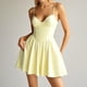 thumbnail image 2 of Mini vestido de playa sin espalda con cuello en V para mujer - Tejido elástico y ligero - Adecuado para la playa, fiestas y ropa informal con referencia de tallas, 2 of 8