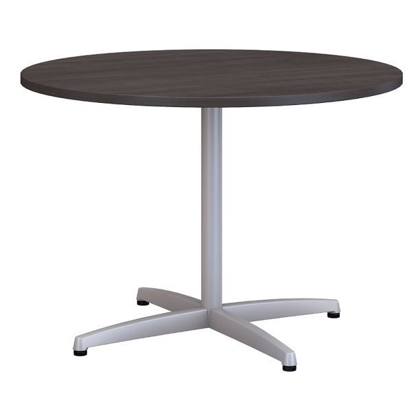 Bush Business Furniture 42" Round Metal Base Conference Table in Storm Gray
