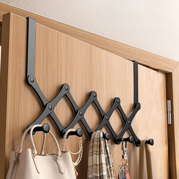 xaoyunyn Retractable Adjustable Hanging Rack with Sturdy Steel Hooks for Clothes Storage and Organization Behind Doors,Easy Installation and Space Saving Solution for Home and Bathroom