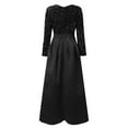 thumbnail image 6 of 2024 New Feminine One Shoulder Long Sleeve Beaded V Neck Large Swing Sequins Split Long Dress Evening Dress Women Evening Gown V-Neck Long Sleeve Dress Solid Back-to-School, 6 of 6