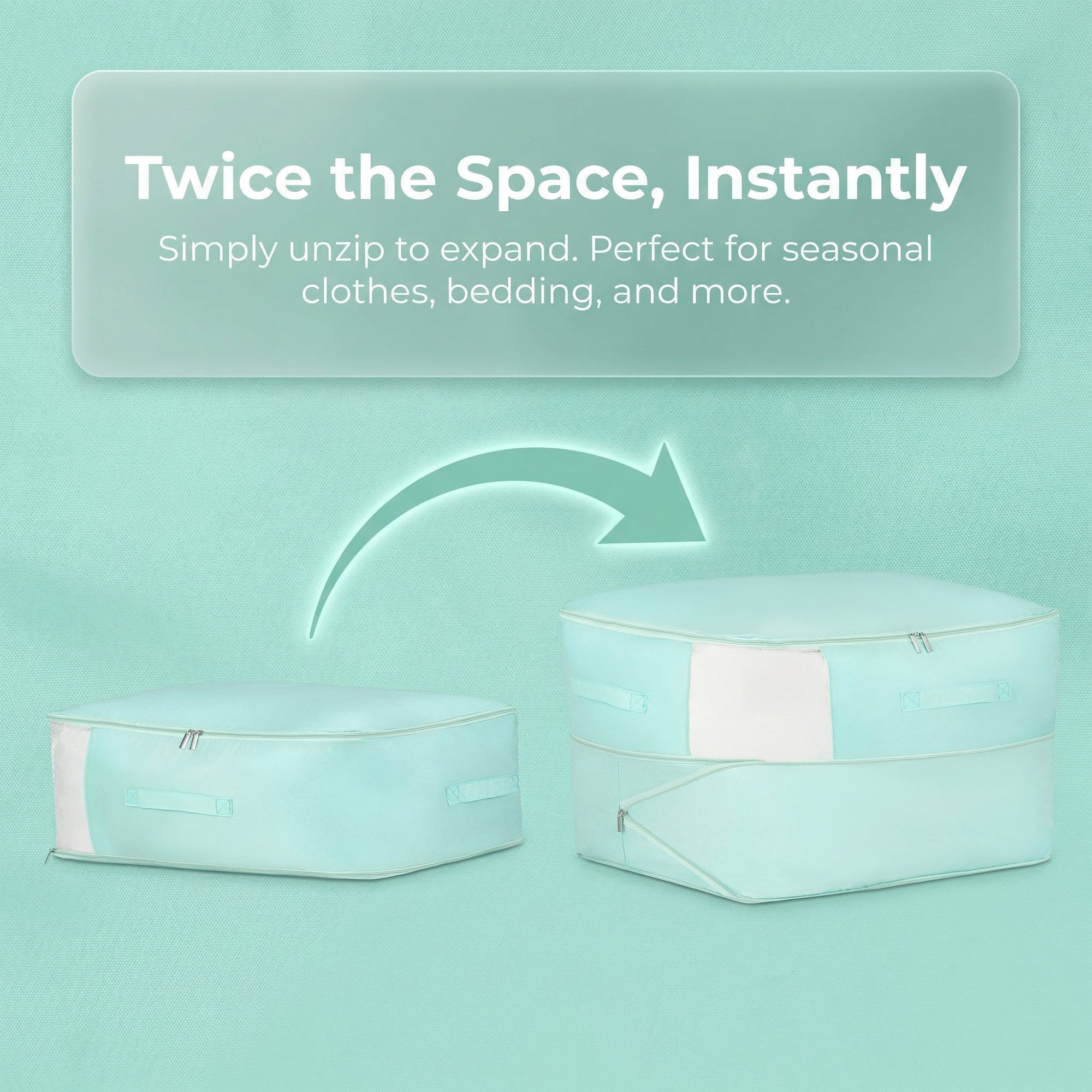 Unique Bargains 1Pc Clothes Expandable Storage Bag Light Green 21.3*16.5*11.8in