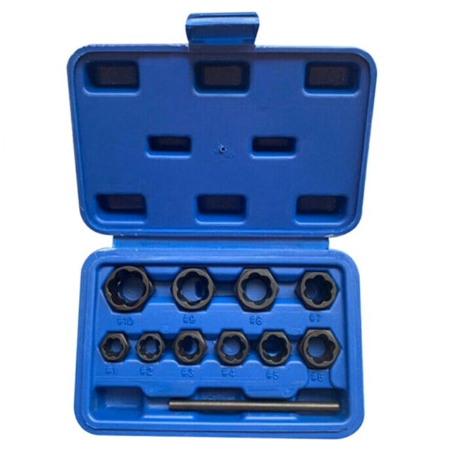 Juego de 11 piezas de extractores de tornillos para quitar tuercas y cerraduras dañadas