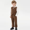 thumbnail image 2 of Zshosam Boys Gentleman Suits Toddler Kids Wedding Outfit Clothes 4 Pieces Dress Shirt + Pants + Vest Set with Bowtie(Brown,4-5 Years), 2 of 9