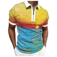 thumbnail image 1 of Camisas Hombre Hombres Primavera y verano Tops Solapa Cremallera Casual Manga corta Camisa suelta Camisetas estampadas Top Camisa (Yellow, M), 1 of 5