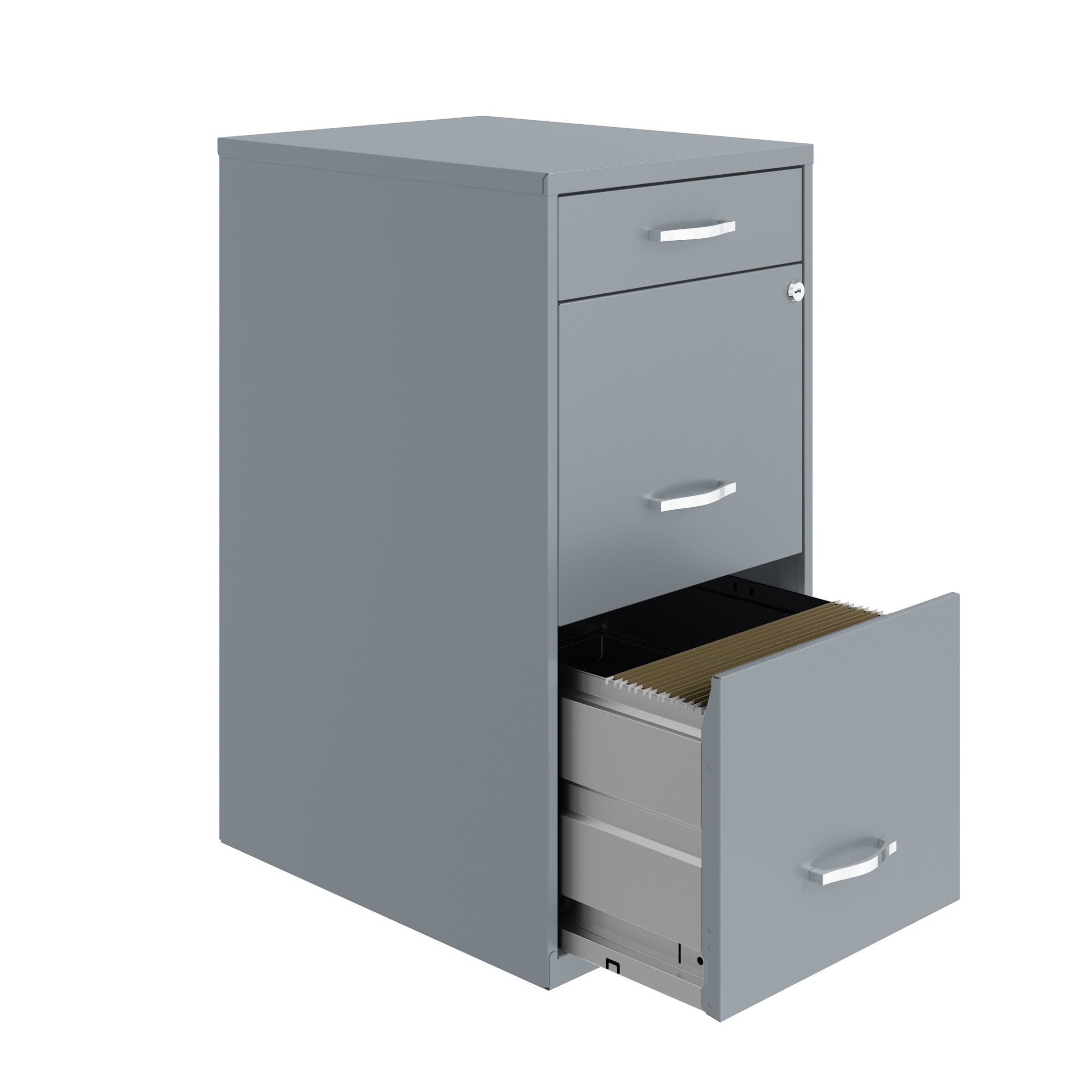 Space Solutions 3 Drawer Letter Width Vertical File Cabinet with Pencil Drawer, Platinum