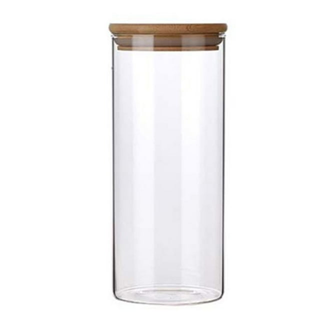 AMERTEER Bouteille de Rangement de Cuisine en Verre Transparent à Cylindre Haut Scellé avec Couvercle