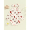 thumbnail image 2 of Miaouyo Baby Girls Autumn Romper Long Sleeve O Neck Floral Print Casual Romper with Headband, 2 of 5