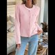 thumbnail image 4 of Suéteres Tipo Cárdigan de Punto para Mujer, de Principios de Otoño, de Larga, con Abertura Frontal y Botones, Chaqueta Corta Informal de Moda. Rosa L, 4 of 8