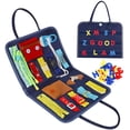 thumbnail image 1 of Tablero ocupado para niños pequeños, juguetes para aprender habilidades motoras finas, tablero sensorial educativo con hebillas, actividades para niños pequeños para viajar, coche, avión Xemadio WMZL-1331-1, 1 of 6