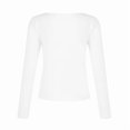 thumbnail image 4 of Trendy Long Sleeve Shirts for Women Fall Fashion V Neck Crop Slim Fitted Y2K Tops Outfits Clothes White S, 4 of 7