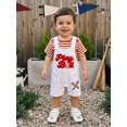 thumbnail image 6 of BemeyourBBs Newborn Baby Boys Golf Football Game Day Outfit Infant Baby Boy Spring Summer Fall Clothes Striped Short Sleeve Romper and Letter Ball Embroidery Overalls Shorts Set, 6 of 9