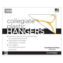 Closetselect Plastic Notched Adult Hangers for Any Clothing Type, Scoreboard Yellow 100 Count