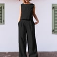 thumbnail image 3 of Conjunto de pantalones de 2 piezas para mujer conjunto informal de vacaciones con cremallera de color sólido para mujer Hugtrwg Para estrenar, 3 of 6