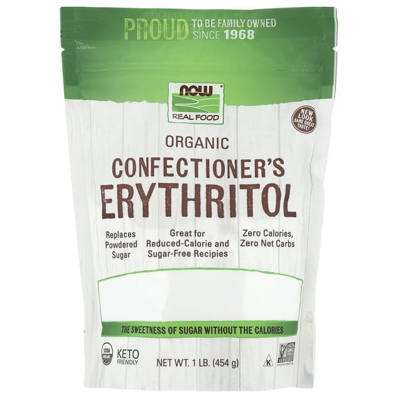 NOW Foods Real Food, Organic Confectioner's Erythritol, 1 lb (454 g)