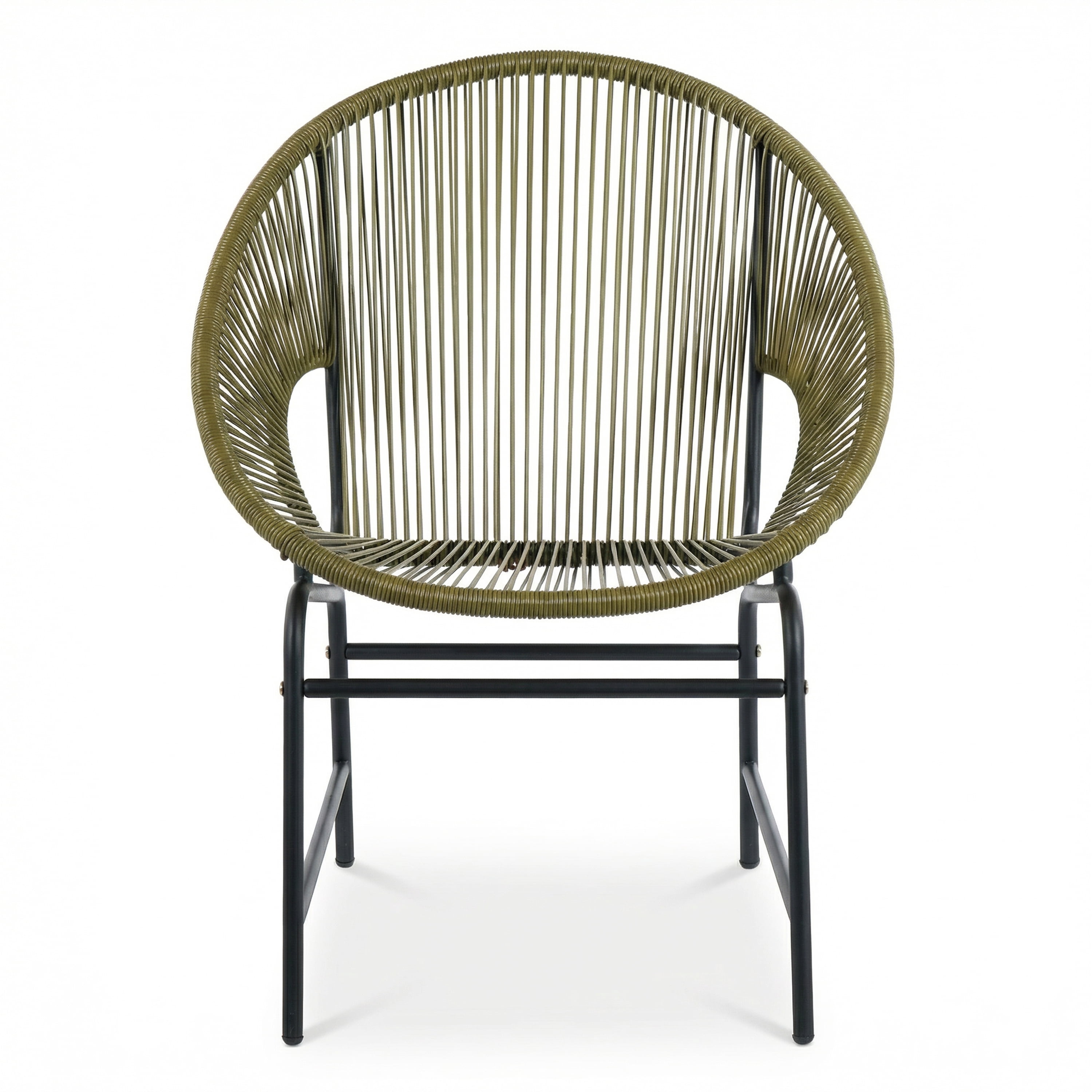 Outdoor PE Rattan Wicker Chairs Set of 2 with Iron Frame for Garden Porch Balcony, Green