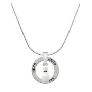 Delight Jewelry Silvertone Bowling Pin Hero Ring Charm Necklace, 18"