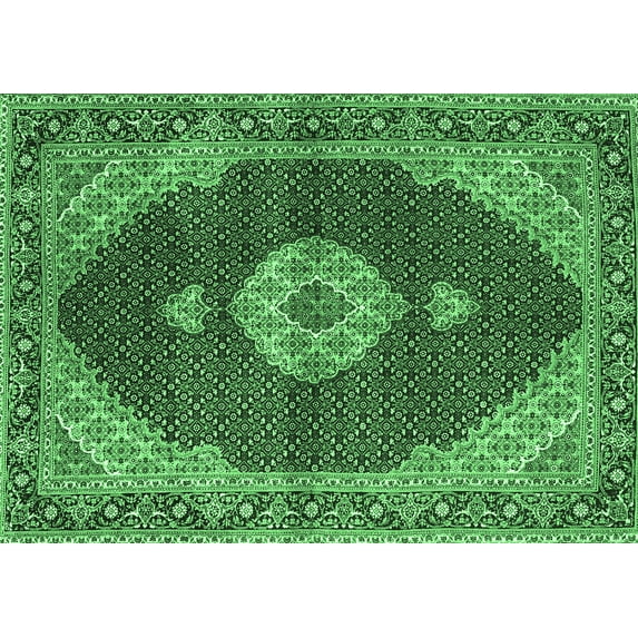 Ahgly Company Indoor Rectangle Medallion Emerald Green Traditional Area Rugs, 7' x 10'