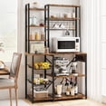 thumbnail image 1 of Yiwa 7-Tier Standing Baker Rack with Power Output – Kitchen Microwave Oven Stand & Storage, Rustic Brown, 1 of 10