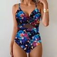thumbnail image 2 of Enjoytime One Piece Bathing Suit for Women Vintage Printed High Cut Bathing Suit Sexy V Neck Front Cross Monokini Womens Swimsuits Tummy Control, 2 of 4