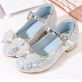 thumbnail image 6 of Mary Jane Princess Shoes with Shiny Bow, Glitter Girls Party Shoes, Flower Girl Shoes for Banquets, Birthday Parties, Cosplay Dance Shoes Silver 13 M, 6 of 7