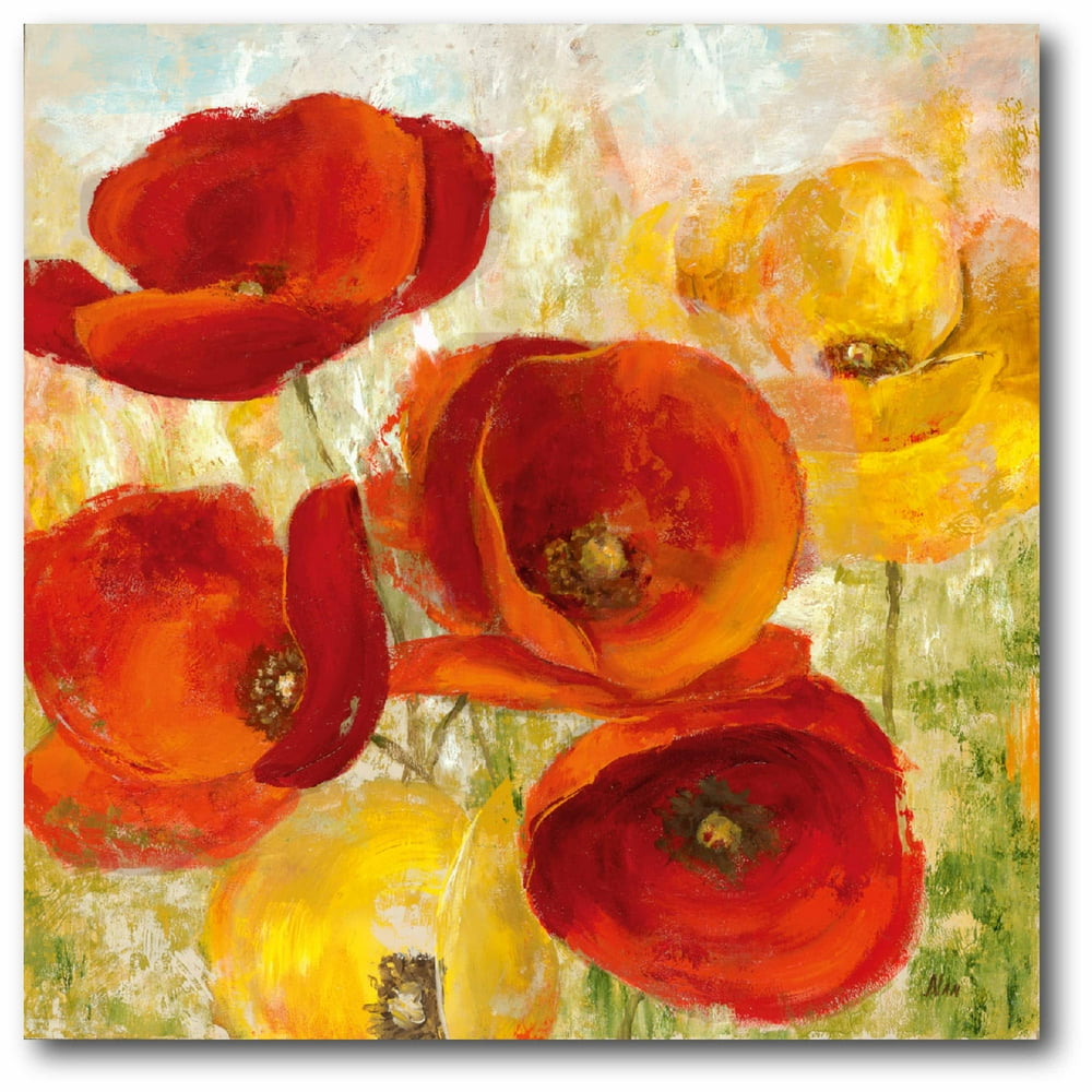 Red & Gold Poppies II Gallery-Wrapped Canvas Wall Art, 16x16 - Walmart ...