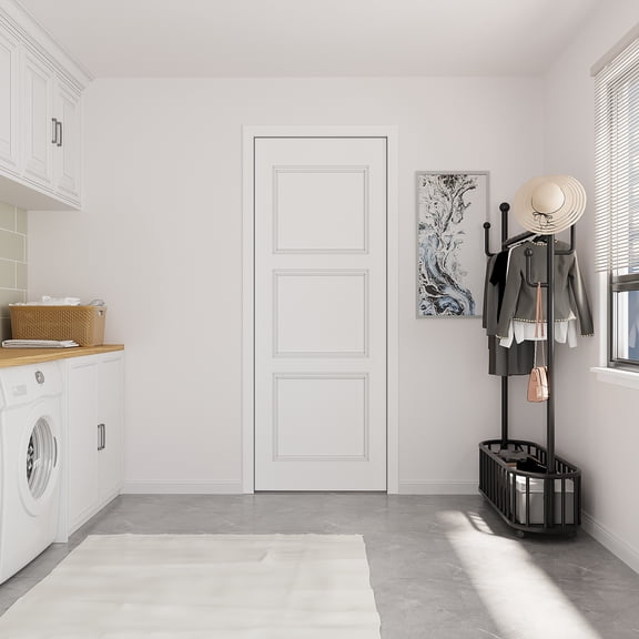 24" X 80" Interior Morden Recessed 3 Paneled Slab Door Solid Manufactured Wood Primed Bedroom Standard Door