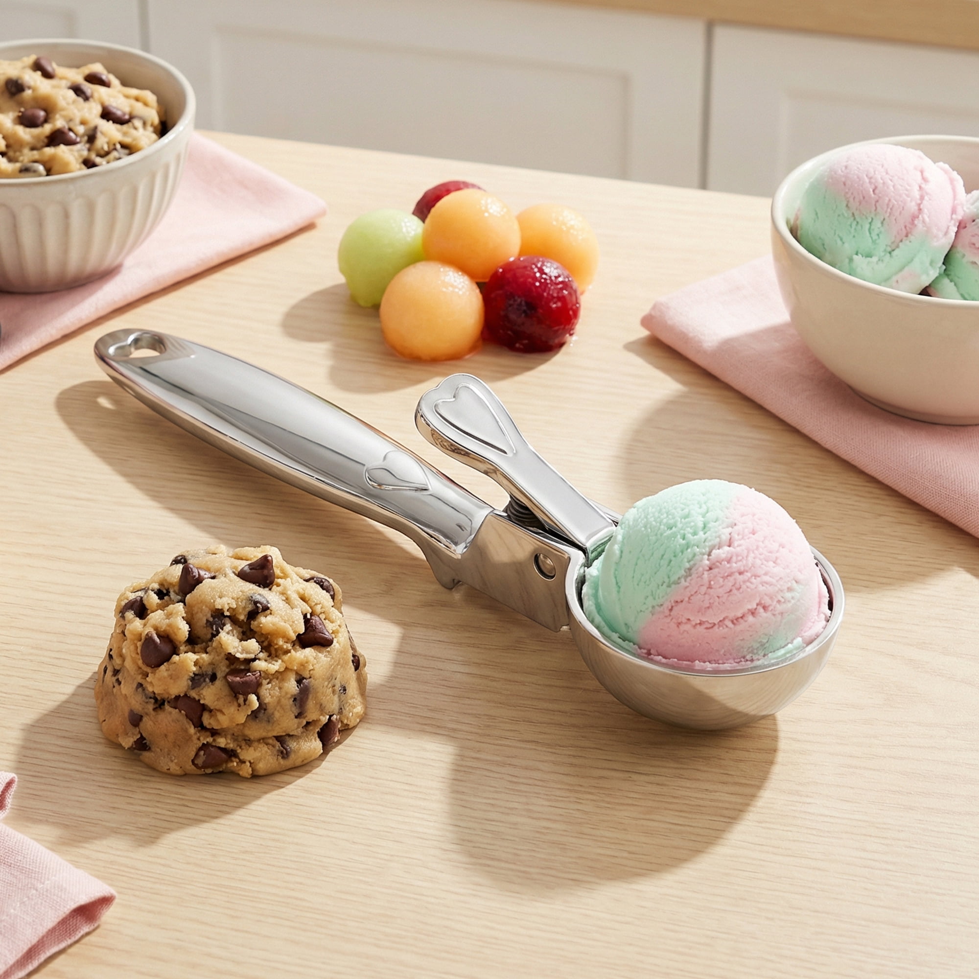 Unique Bargains Ice Cream Scoop 1 Pcs Zinc Ice Cream Scooper Silver A 7.1in