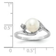 thumbnail image 5 of Solid 14k White Gold Diamond and Pearl Ring Band with CZ Cubic Zirconia Size 5.5 (Width = 2mm ), 5 of 6