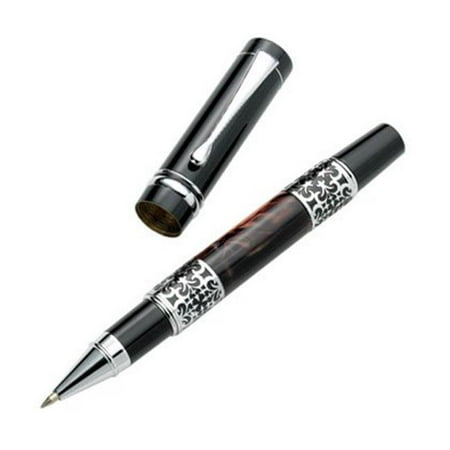 Upper Barrel Twist - Rollerball Pen Upper Barrel with Chrome Base and Black Lacquer