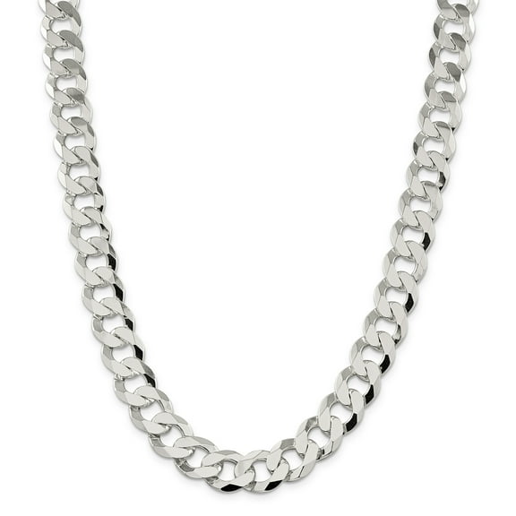 Sterling Silver 13.5mm Close Link Flat Curb Chain