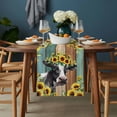 thumbnail image 2 of Sunflower Cow Table Runner - 108 Inch Long, Kitchen Dining Table Runner Dresser Scarves, Rustic Teal Brown Farmhouse Wood Grain Farmhouse Decor for Coffee Tables Wedding Party Banquet, 2 of 8