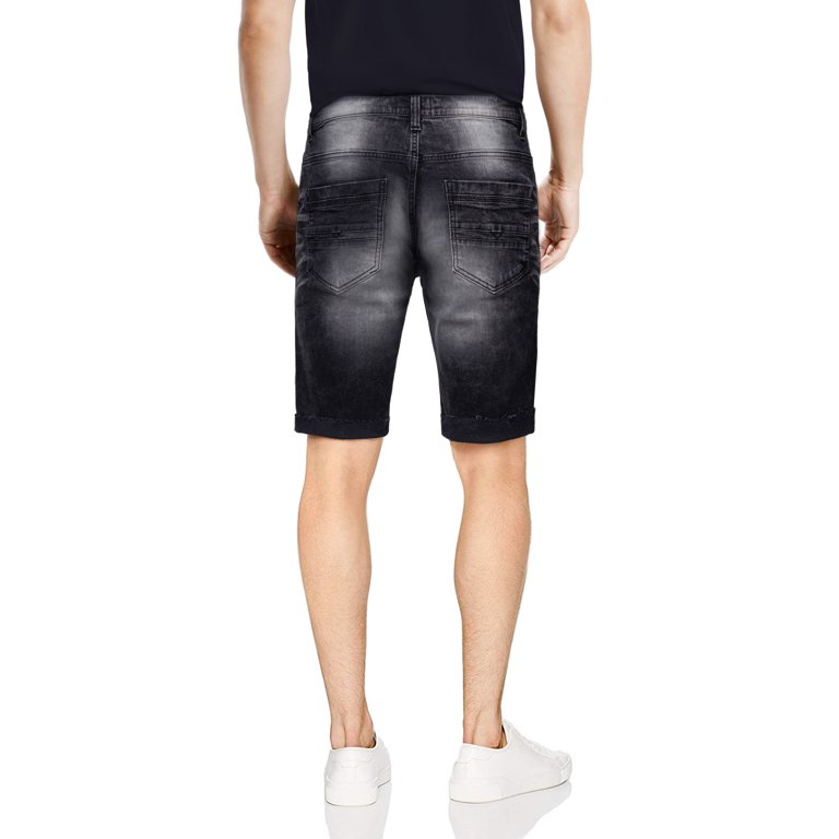 【BOK PLACE】Cutting Dirty Washing Damage Denim Shorts Men's Customized Distressed Denim denim shorts with